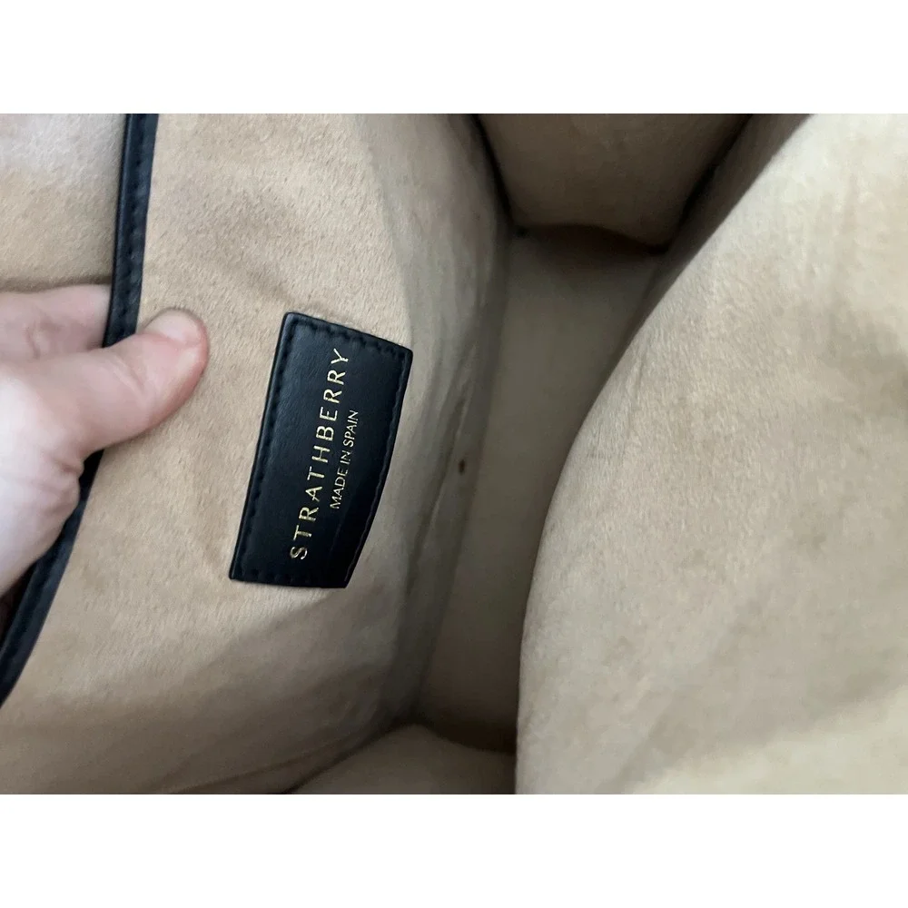 Strathberry Black Leather & Calf Hair Convertible Backpack Made in Spain
